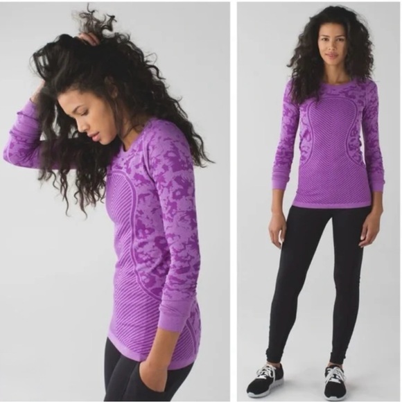 Lululemon Athletica Swiftly Tech Long Sleeved Crew Top ~ Heathered Tender Violet - Picture 1 of 9
